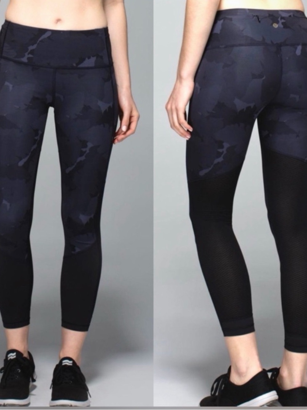Lululemon All You Need Gray Camo Mesh High Rise Yoga Leggings Size 6